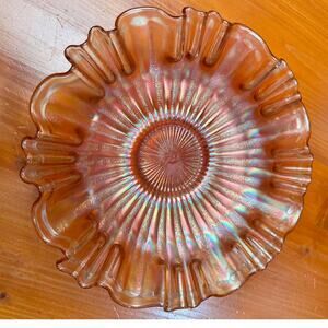 Vintage Ruffle Edge Fenton Carnival Glass Dish - 9"